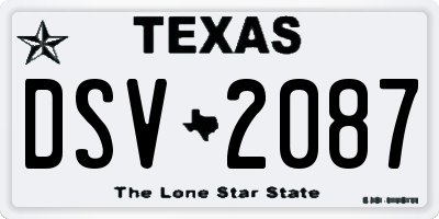 TX license plate DSV2087