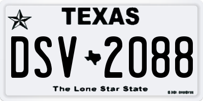 TX license plate DSV2088