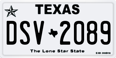 TX license plate DSV2089