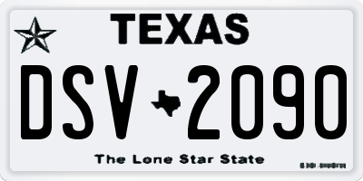 TX license plate DSV2090