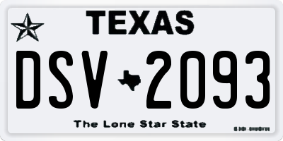 TX license plate DSV2093