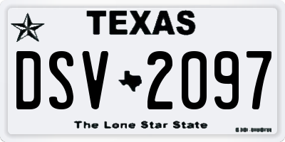 TX license plate DSV2097
