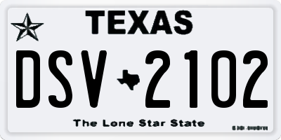 TX license plate DSV2102
