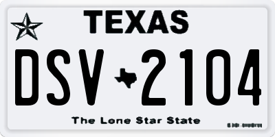 TX license plate DSV2104