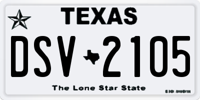 TX license plate DSV2105