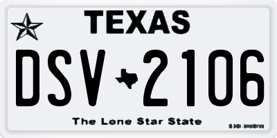 TX license plate DSV2106