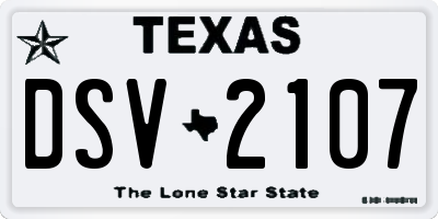 TX license plate DSV2107