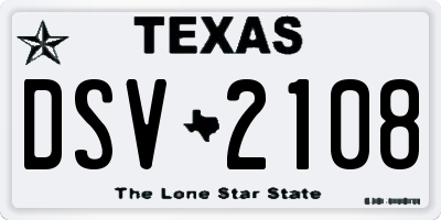 TX license plate DSV2108