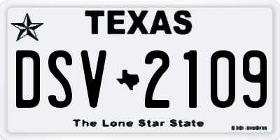 TX license plate DSV2109