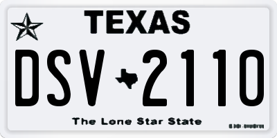 TX license plate DSV2110