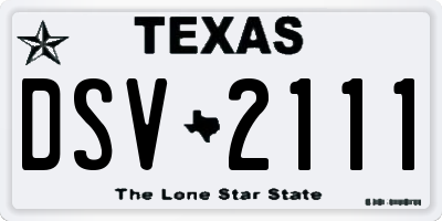 TX license plate DSV2111