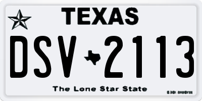 TX license plate DSV2113