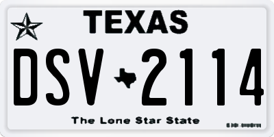 TX license plate DSV2114