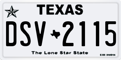 TX license plate DSV2115