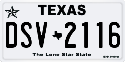 TX license plate DSV2116