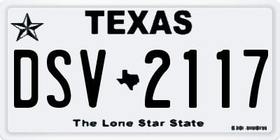 TX license plate DSV2117