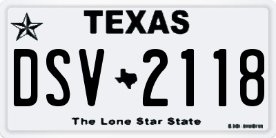 TX license plate DSV2118