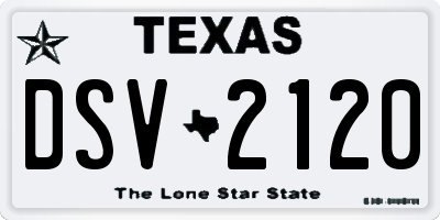 TX license plate DSV2120
