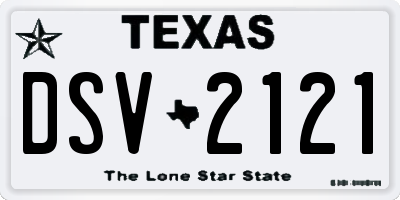 TX license plate DSV2121