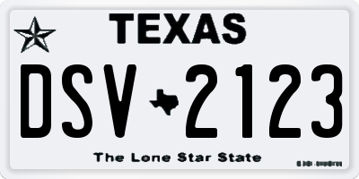 TX license plate DSV2123