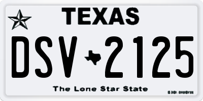 TX license plate DSV2125