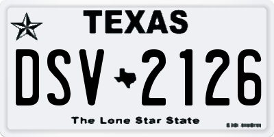 TX license plate DSV2126