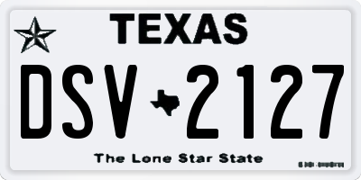 TX license plate DSV2127