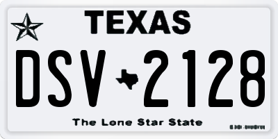 TX license plate DSV2128