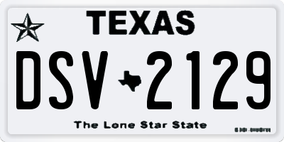 TX license plate DSV2129