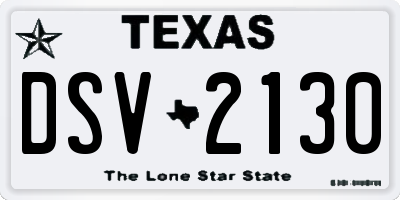TX license plate DSV2130