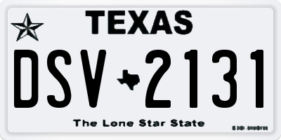 TX license plate DSV2131