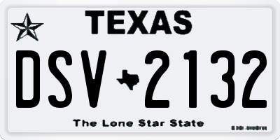 TX license plate DSV2132