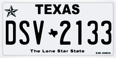 TX license plate DSV2133