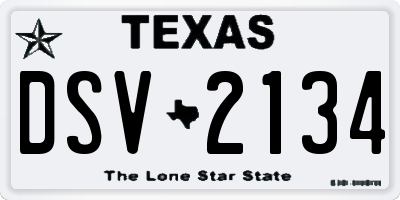 TX license plate DSV2134
