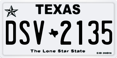 TX license plate DSV2135