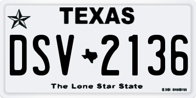 TX license plate DSV2136