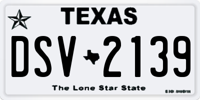 TX license plate DSV2139