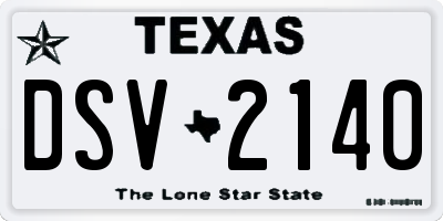 TX license plate DSV2140