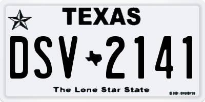 TX license plate DSV2141