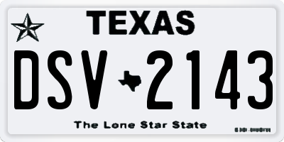 TX license plate DSV2143