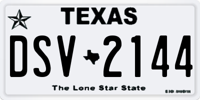 TX license plate DSV2144