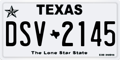 TX license plate DSV2145