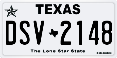 TX license plate DSV2148