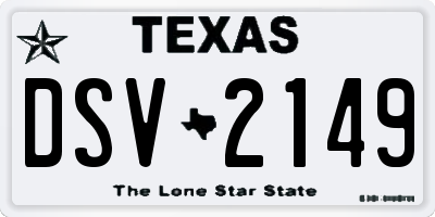 TX license plate DSV2149