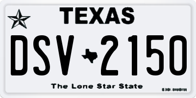 TX license plate DSV2150