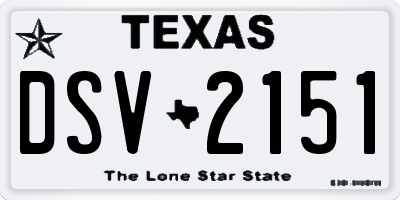 TX license plate DSV2151