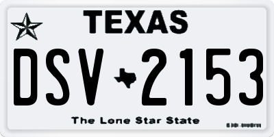 TX license plate DSV2153