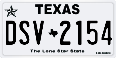 TX license plate DSV2154