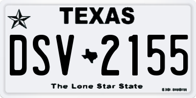 TX license plate DSV2155