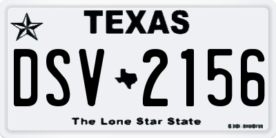 TX license plate DSV2156